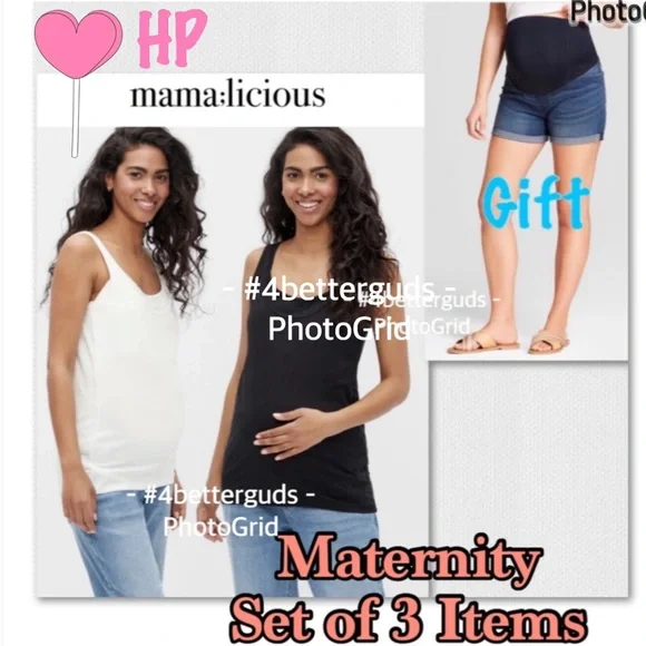 SET 3 Isabel Maternity Crossover Midi Short + Mama:Licious Organic Nell 2 Tanks - Picture 16 of 16